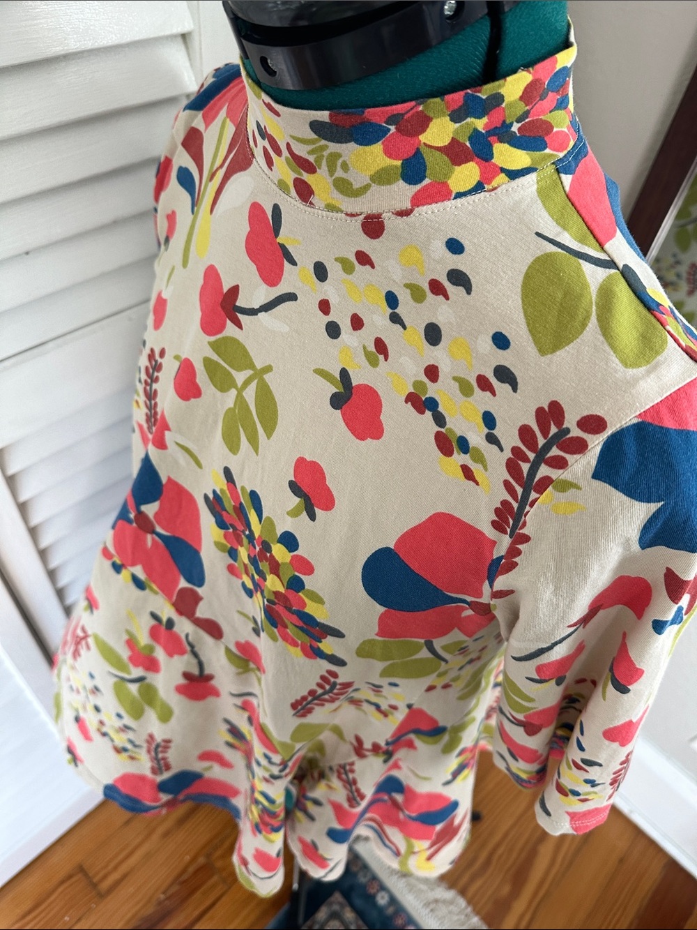 Uncle Frank Cream Tunic with Coral, Navy, Teal & Olive Floral Print - Picture 5 of 5